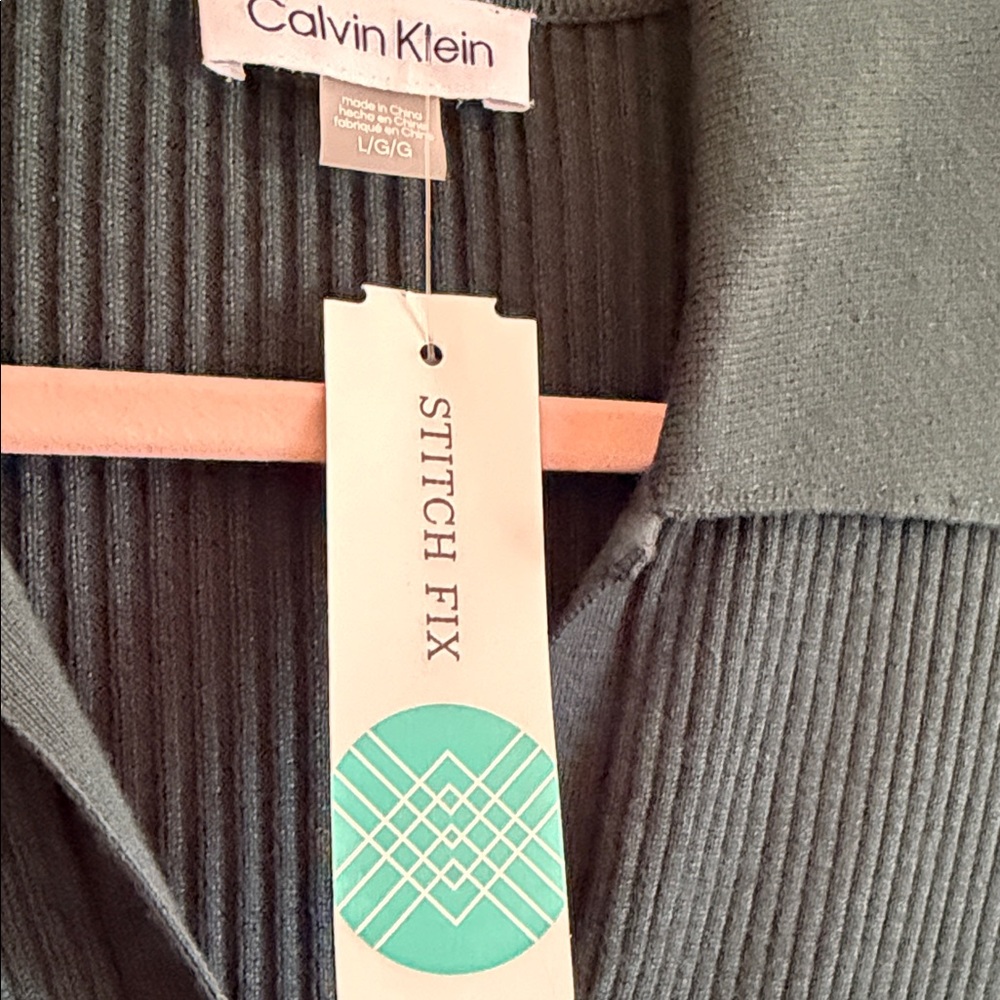 CALVIN KLEIN  Dark Green Long Sleeve Dress - Picture 3 of 9